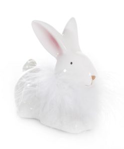 Decoratiune din dolomita Cebal Rabitt Alb / Roz, L14xl8xH13 cm
