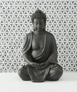 Decoratiune din polirasina Buddha Gri inchis, l17xA26xH40 cm