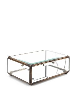 Cutie pentru depozitare din sticla si metal Box Medium, L15xl10xH7 cm