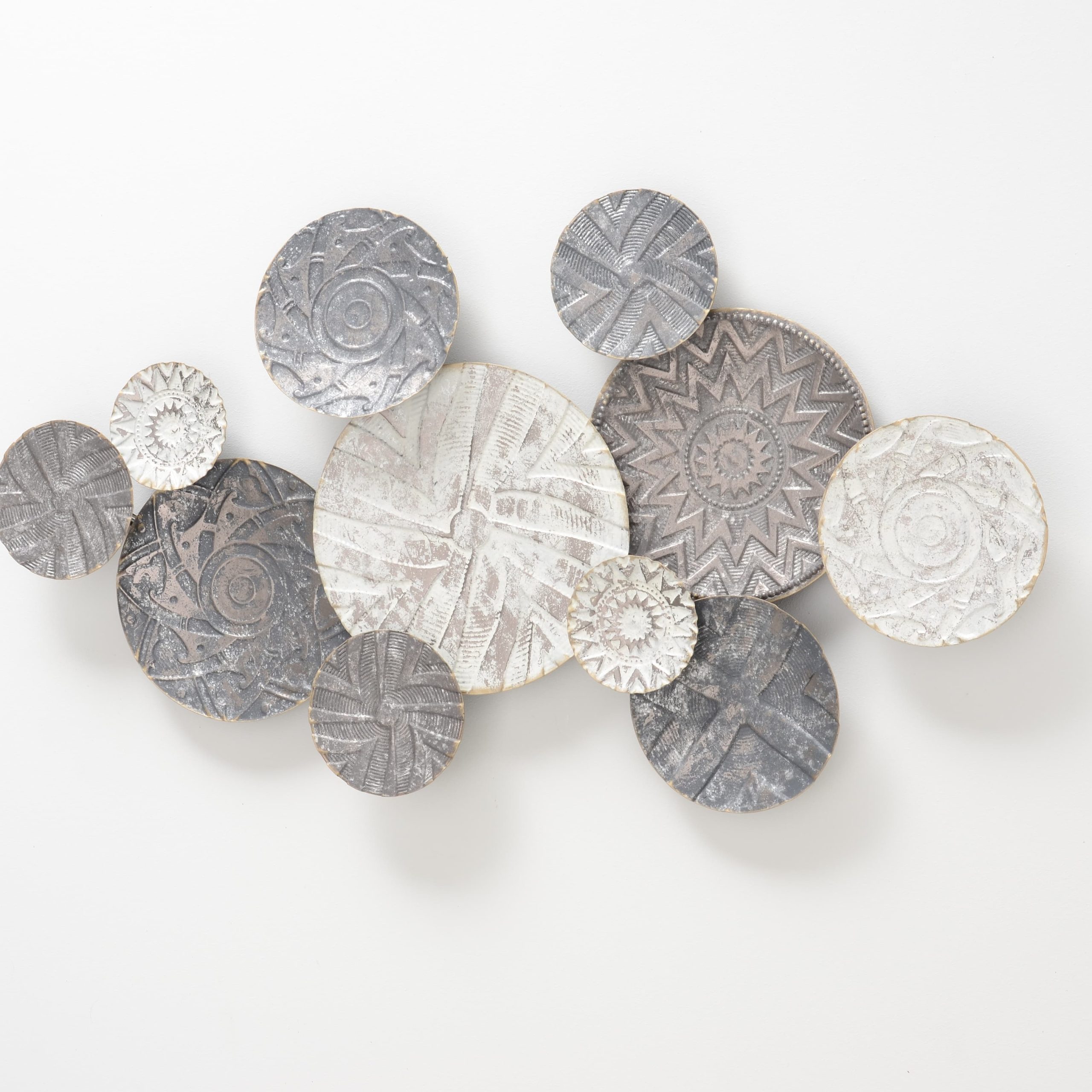 Decoratiune metalica de perete Caritan Gri / Bej, l110xA7xH60 cm