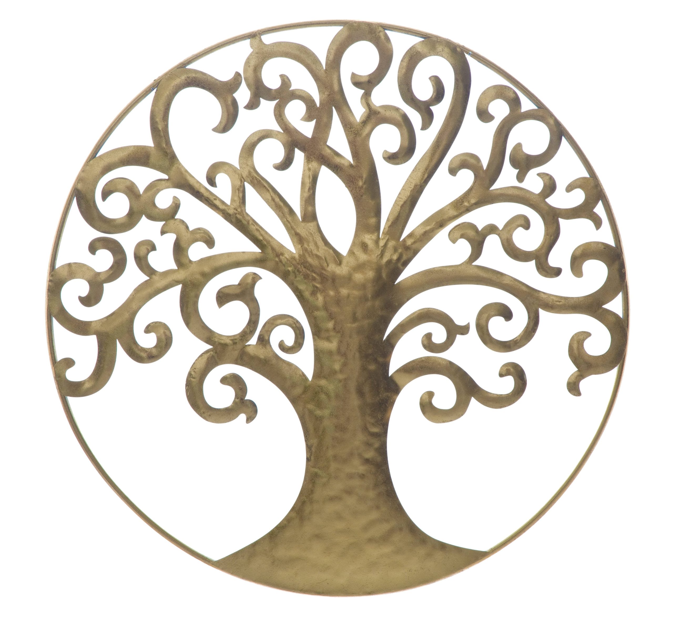 Decoratiune metalica de perete Life Tree Glam Auriu, Ø70 cm
