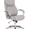 Scaun de birou directorial tapitat cu piele ecologica Director Grey, l67xA50xH104-113 cm