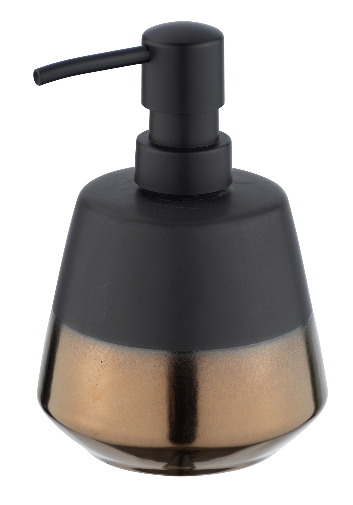 Dozator pentru sapun, din ceramica, Brandol Negru / Auriu, Ø9,8xH14,1 cm