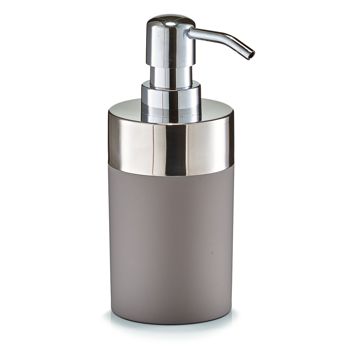 Dozator pentru sapun din plastic si inox, Taupe matte, Ø 6,5xH17 cm