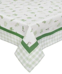 Fata de masa bumbac alb verde roz Flowers 150 cm x 150 cm