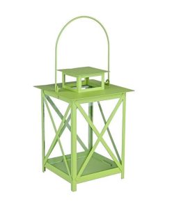 Felinar metal sticla verde Flaies&cedil; 17 cm x 25 h