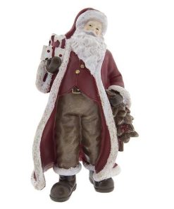 Figurina Mos Craciun polirasina burgundy 12x11x26 cm