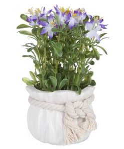 Flori artificiale mov in ghiveci ceramica alba Diametru 9 cm x 17 h - Decorer