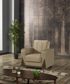 Fotoliu extensibil tapitat cu stofa Bugatti Crem, l94xA80xH90 cm