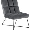 Fotoliu fix tapitat cu stofa si picioare metalice Alba Velvet Gri inchis, l62xA86xH90 cm