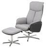 Fotoliu Relaxare tapitat cu stofa + Taburet Annora Gri / Negru, l70xA109xH106 cm