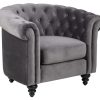 Fotoliu tapitat cu stofa Charlietown Velvet Gri Inchis / Negru, l99xA81xH78 cm