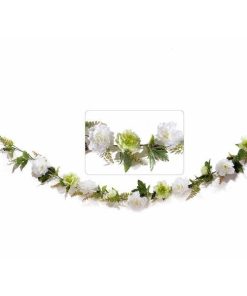 Ghirlanda flori artificiale peonia albe cm 230 H