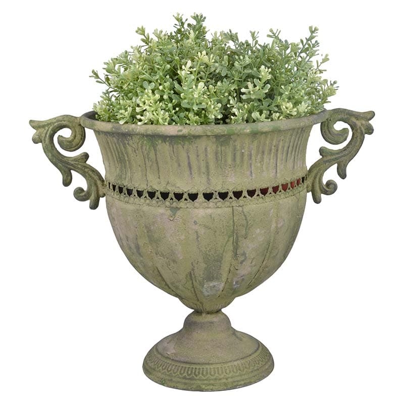 Ghiveci pentru exterior, din metal, Urn L Verde Antichizat, L39xl27,8xH30,6 cm