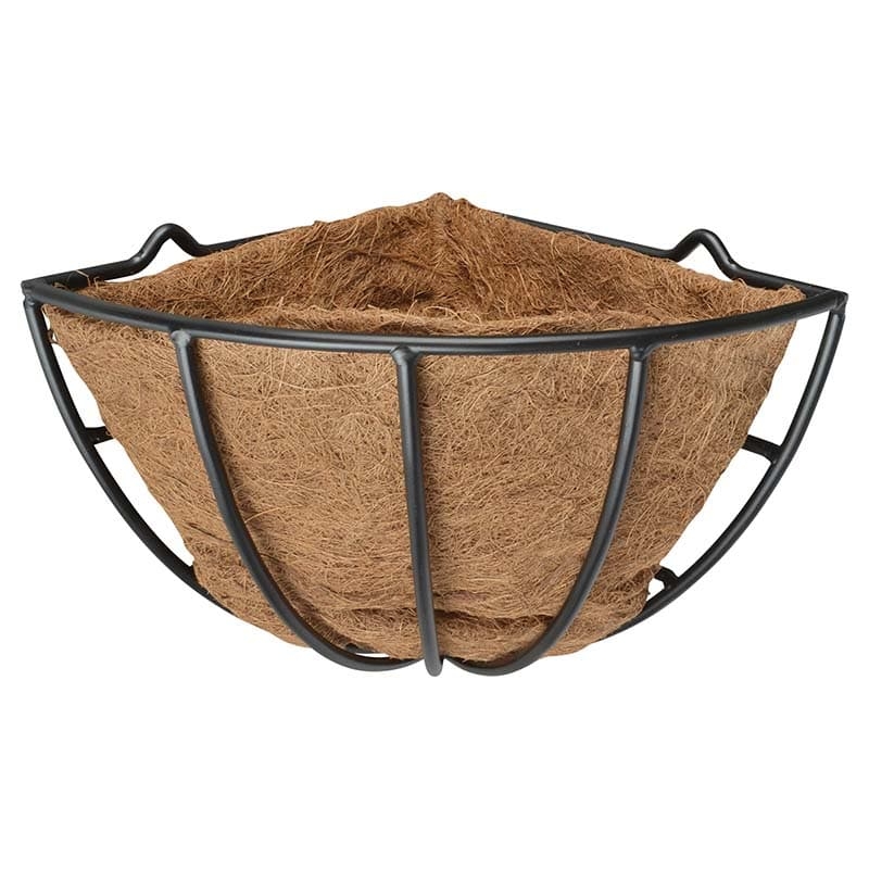 Ghiveci pentru perete din metal si fibre de cocos, Hanger Corner Negru, L25,8xl25,8xH27,5 cm