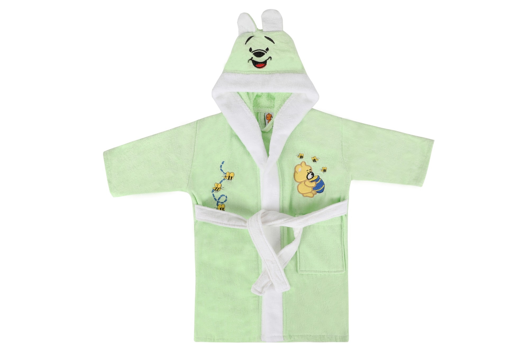 Halat de baie pentru copii, din bumbac, Bear Verde, 8 / 9 ani