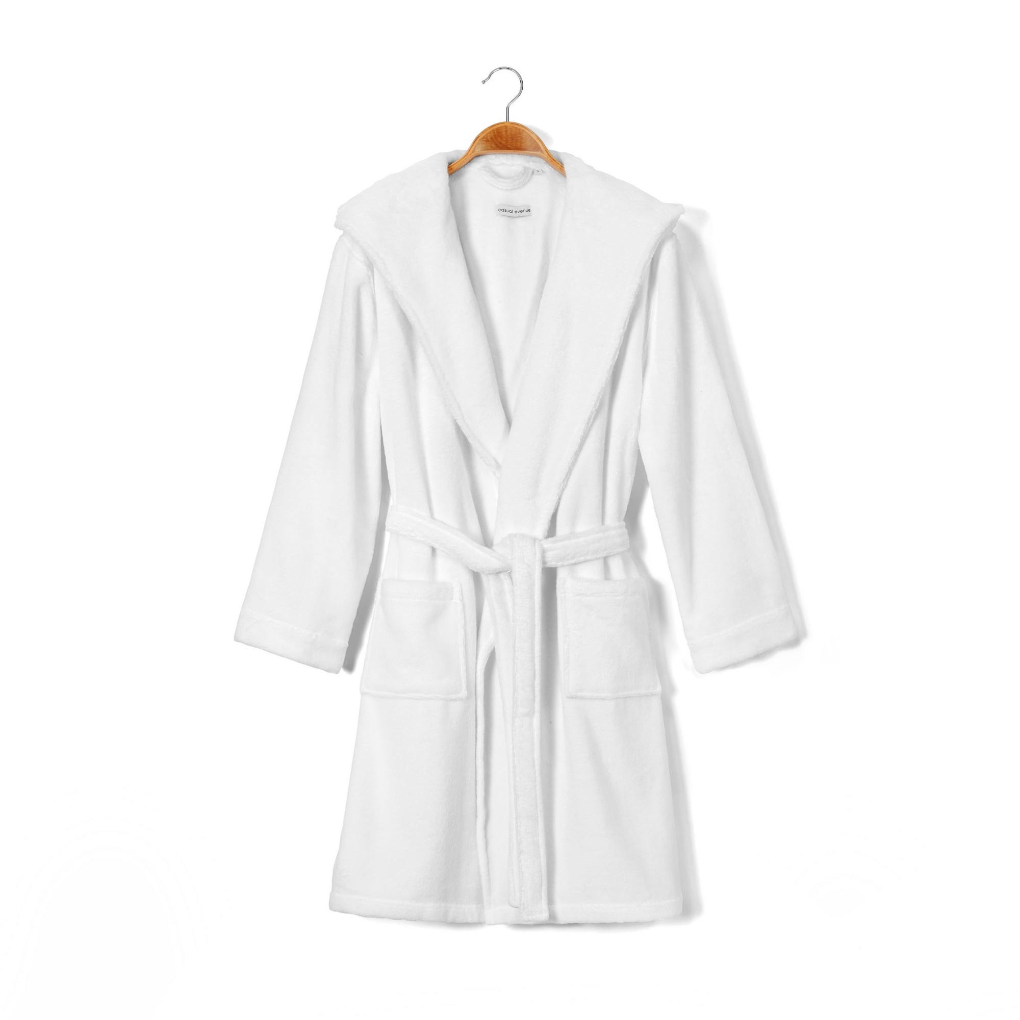 Halat de baie unisex, din bumbac, Chicago Hooded Alb, S / M