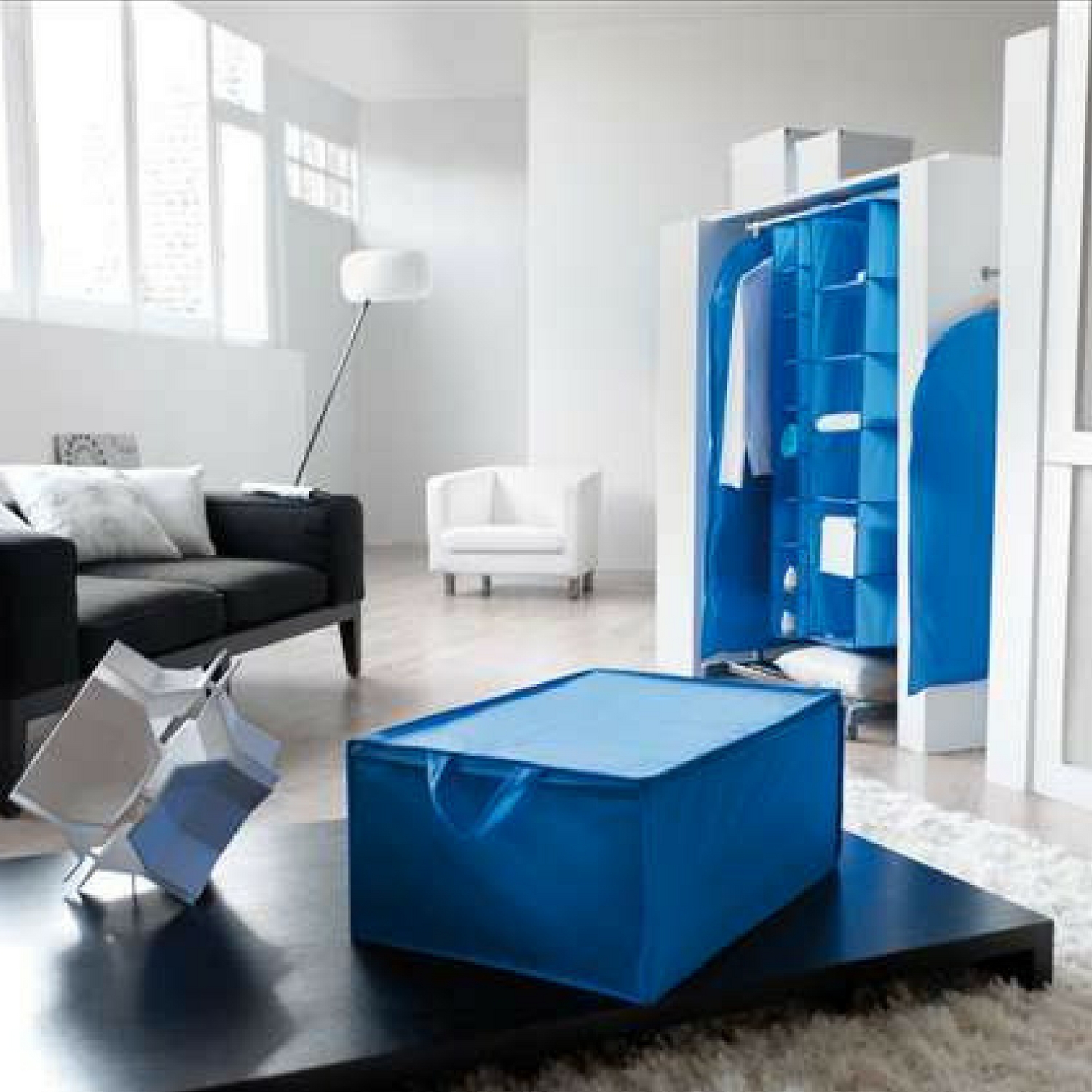 Husa lunga pentru haine-bleu 137 cm - imagine 3
