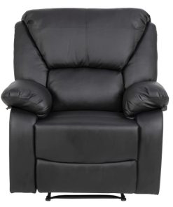 Fotoliu Recliner tapitat cu piele ecologica Helsinki Black, l93,5xA102xH107 cm