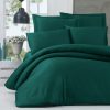 Lenjerie de pat din bumbac Satinat, Alisa Verde Inchis, 200 x 220 cm