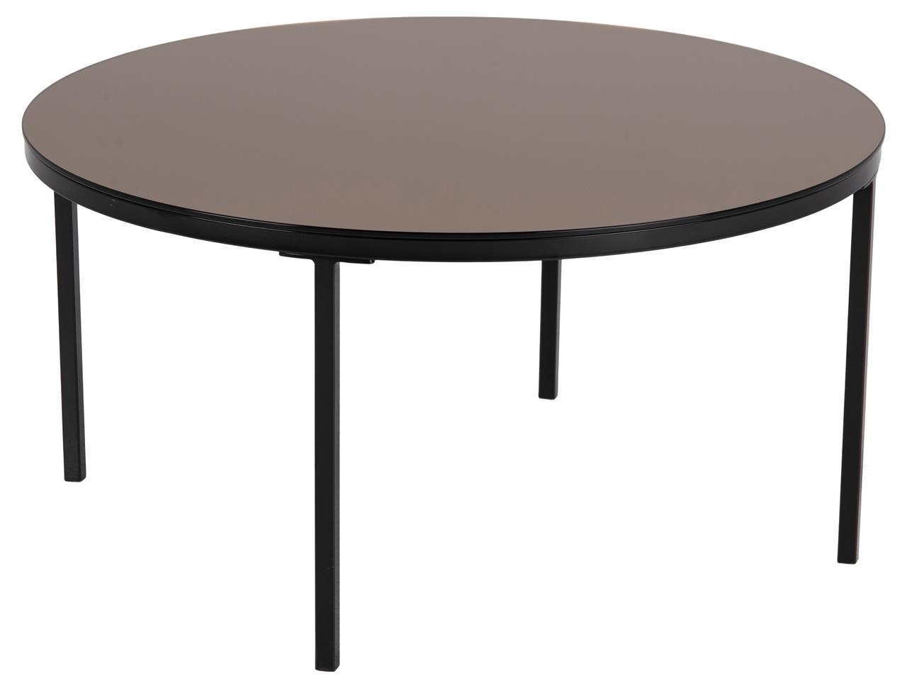 Masa de cafea din sticla si metal Gina Alama / Negru, Ø80xH40 cm