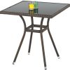Masa din rattan sintetic si sticla Mobil Dark Brown, L70xl70xH74 cm