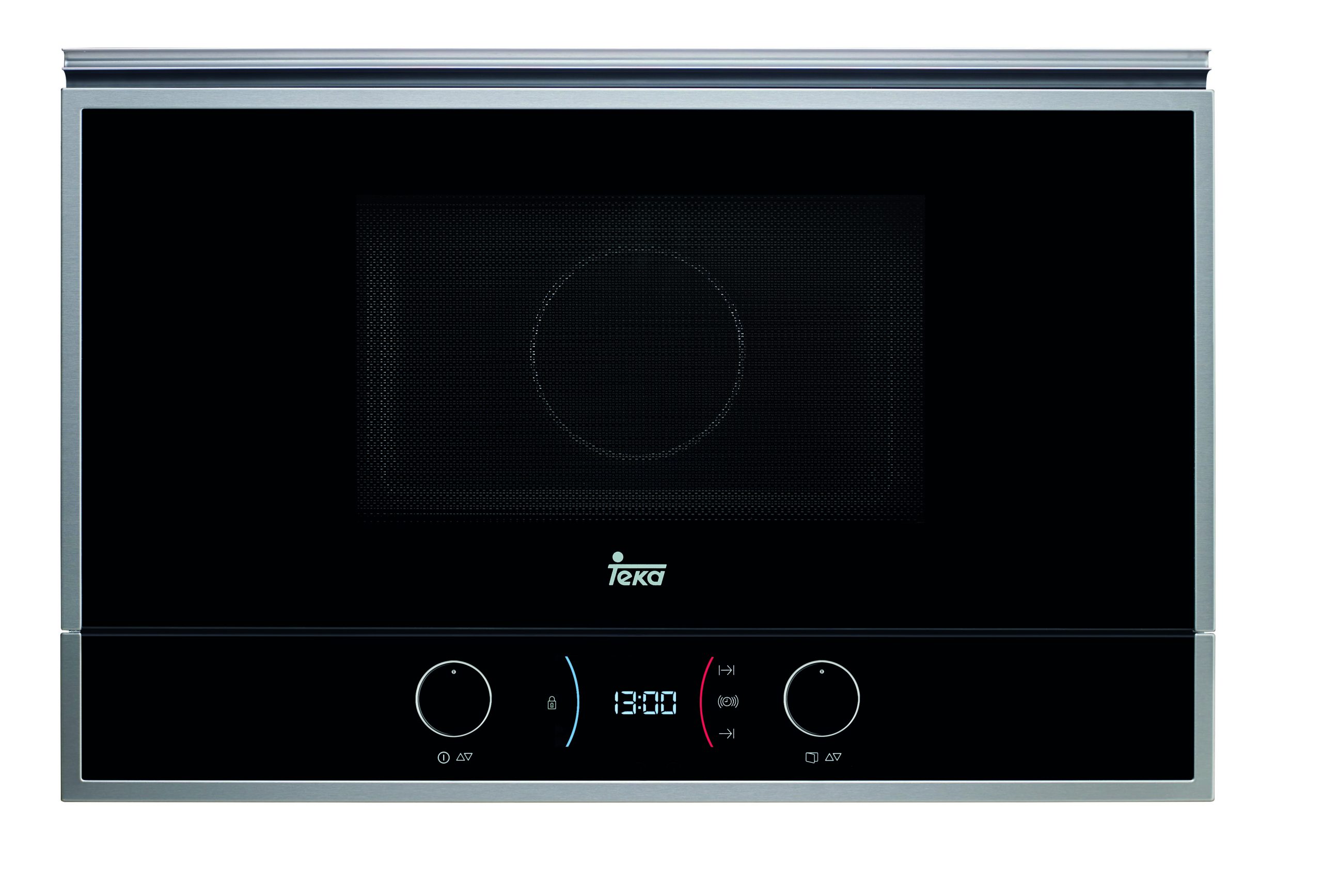 Cuptor cu microunde incorporabil Teka ML 822 BIS cu 22 litri 9 retete presetate 850W baza ceramica grill 1200W rabatabil balama stanga inox anti-pata/cristal negru