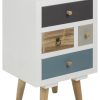 Noptiera din MDF si lemn, cu 4 sertare Thais Multicolor, l36xA30xH59 cm