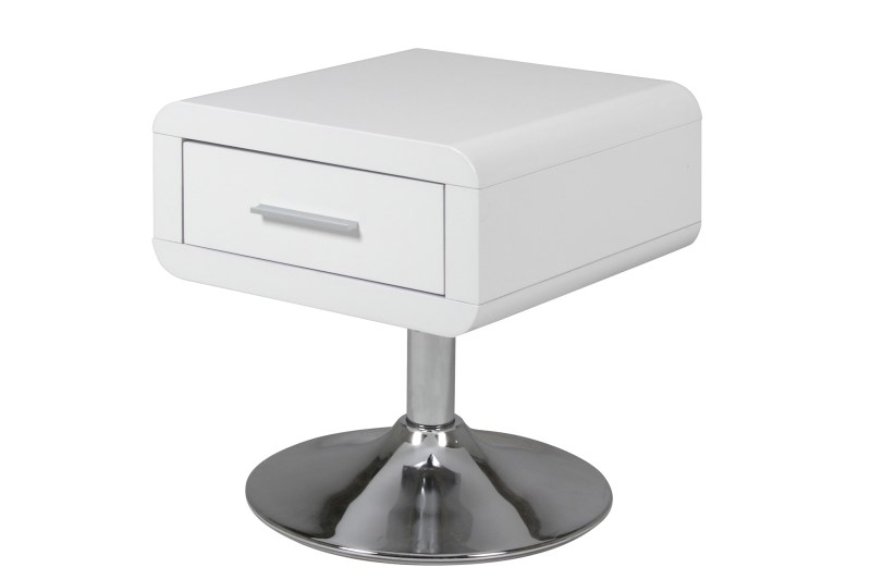 Noptiera din MDF si picior metalic Comfort Alb / Crom, l40xA40xH45 cm