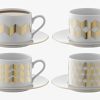 Set 4 cesti si farfuriute ceai LSA International Chevron 0.25litri Gold Assorted