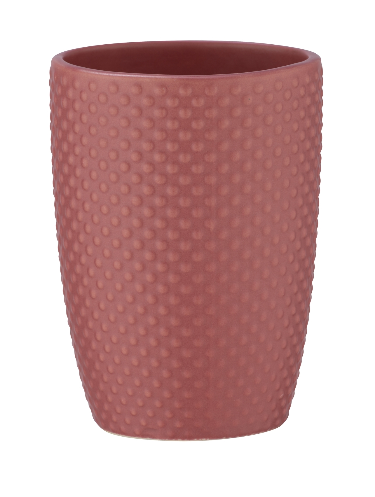 Pahar pentru periuta de dinti, din ceramica, Punto Roz Inchis, Ø8xH11 cm
