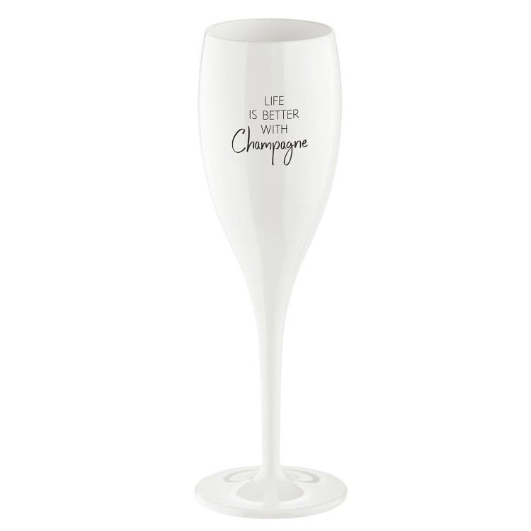 Pahar pentru sampanie Unbreakable Superglas Alb, Life Is Better With Champagne, 100 ml