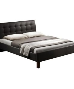 Pat cu somiera 160x200 piele ecologica HM Samara, negru