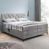 Pat tapitat cu stofa, cu reglaj electric Holme Boxspring Gri deschis, topper inclus, 200 x 160 cm