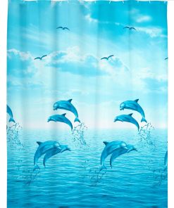Perdea dus din PEVA, Dolphin Albastru, 180 x 200 cm