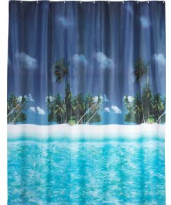 Perdea dus din PEVA, Palm Beach Multicolor, 180 x 200 cm