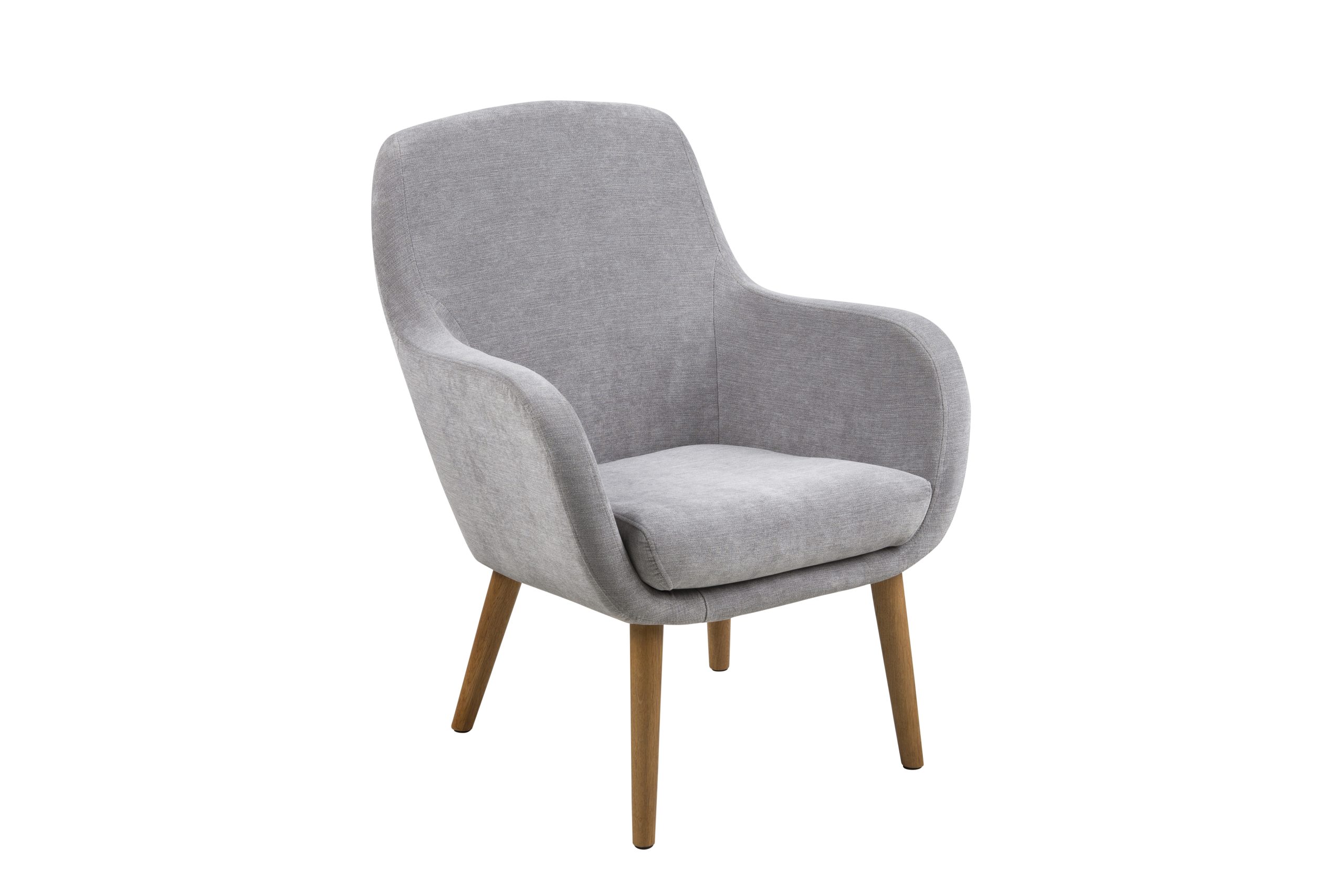 Fotoliu tapitat cu stofa, cu picioare din lemn Sally Grey, l72xA72xH88 cm