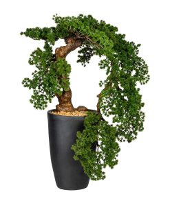 Planta artificiala in ghiveci, Bonsai Larch Han-Kengai Verde, H90 cm