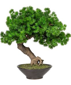 Planta artificiala in ghiveci ceramic, Bonsai Larch Verde, H37 cm