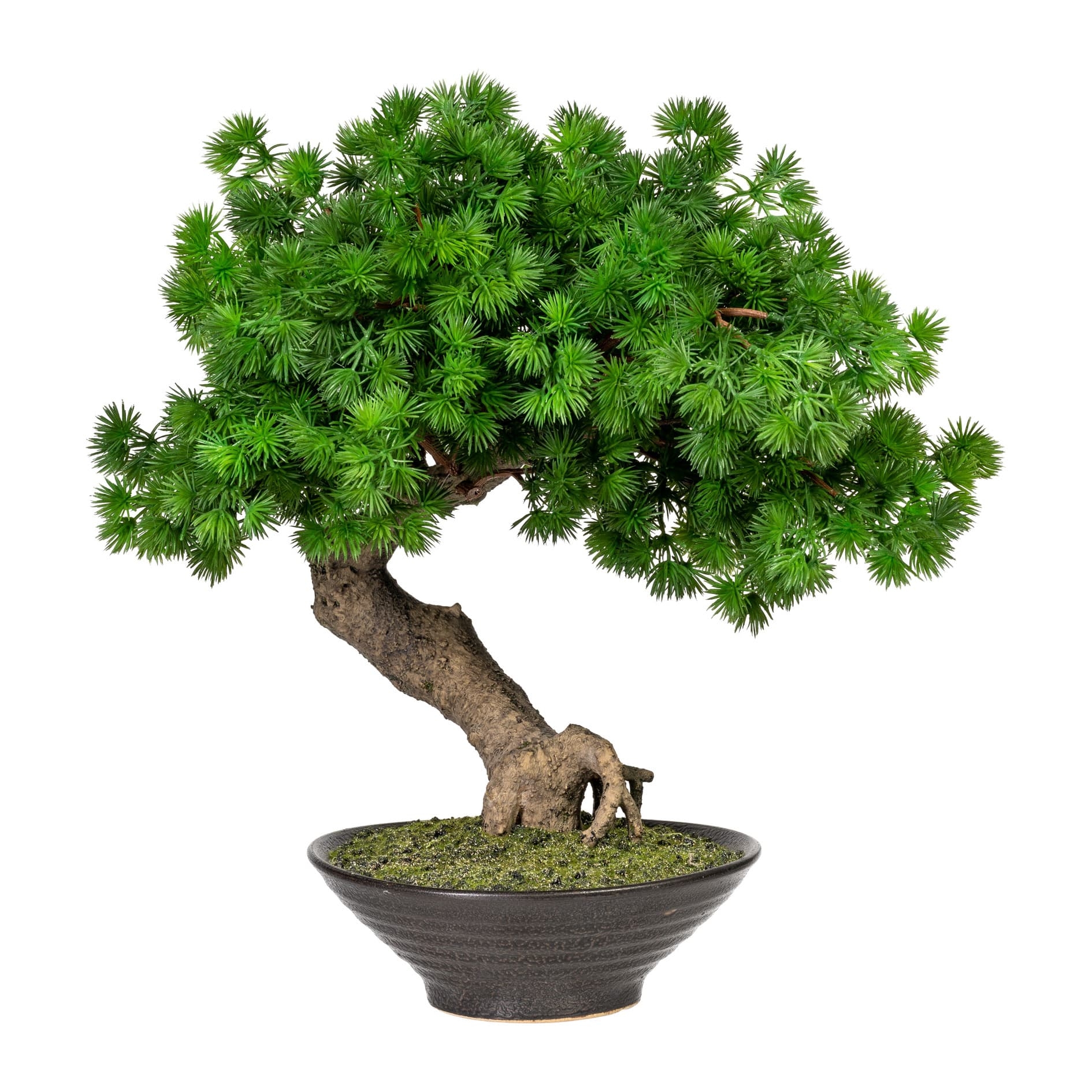 Planta artificiala in ghiveci ceramic, Bonsai Larch Verde, H37 cm