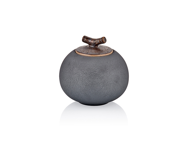 Recipient decorativ din ceramica pentru depozitare Diamond Small Antracit, Ø11xH11 cm