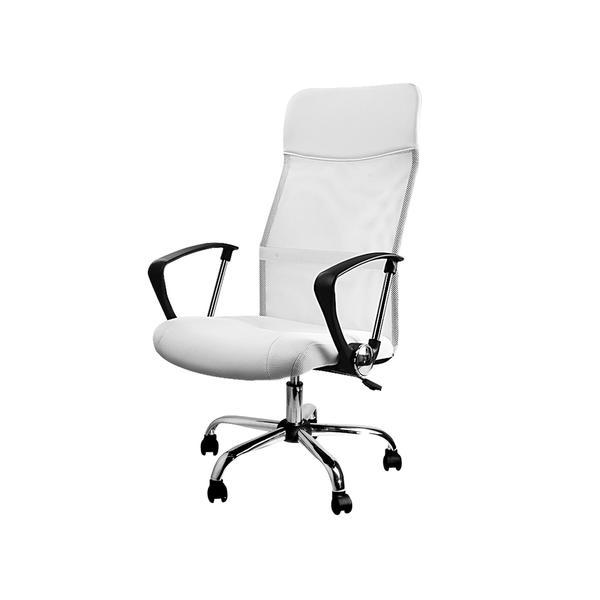 Scaun birou directorial, Piele sintetica si plasa, Alb - Caerus Capital