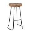Scaun de bar din lemn si picioare metalice, Alaya Natural, Ø38,5xH73 cm