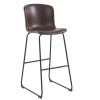 Scaun de bar tapitat cu piele ecologica si picioare metalice Story Maro / Negru, l50xA55xH106 cm