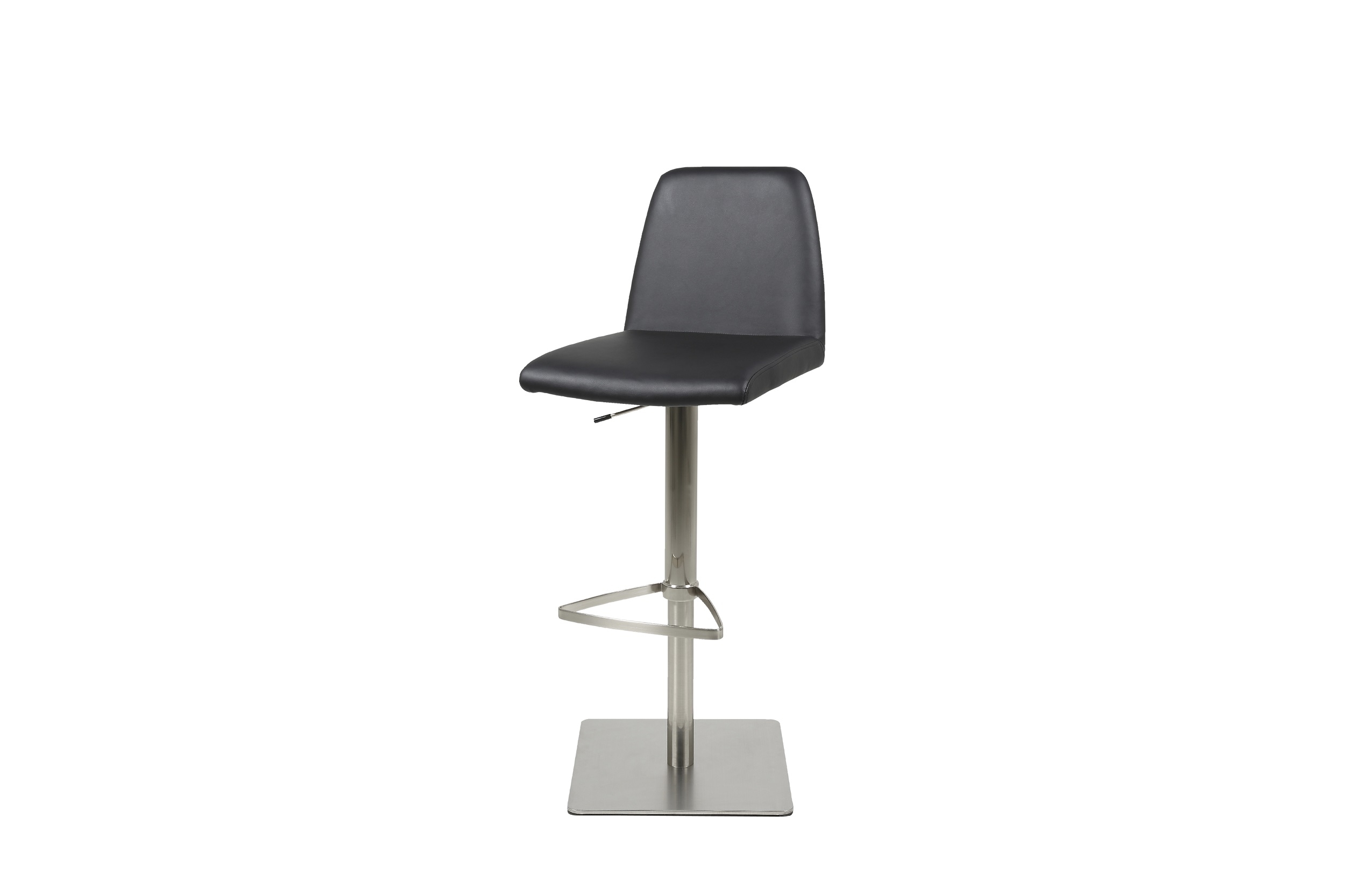 Scaun de bar tapitat cu piele ecologica si picior metalic Amagi Negru / Nichel, l42xA52xH111 cm