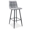 Scaun de bar tapitat cu stofa si picioare metalice Edmund H-1 Gri / Negru, l42xA34xH103 cm
