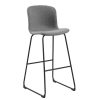 Scaun de bar tapitat cu stofa si picioare metalice Story Gri / Negru, l48xA57xH105,5 cm