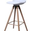 Scaun de bar din plastic cu picioare din lemn de stejar Oslo II White, l45,5xA46,5xH92,5 cm