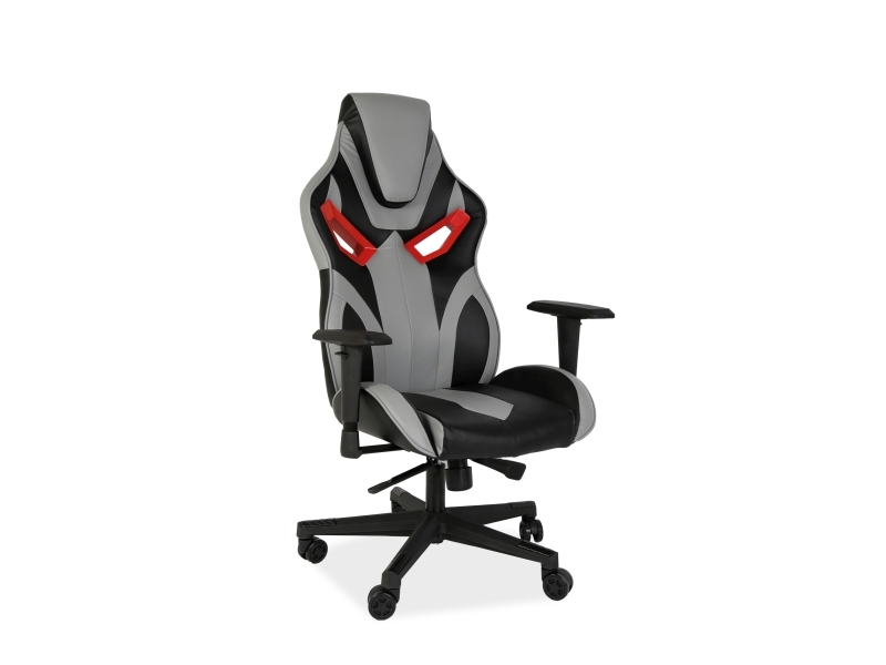 Scaun gaming tapitat cu piele ecologica Chaz Gri / Negru, l68xA50xH120-130 cm