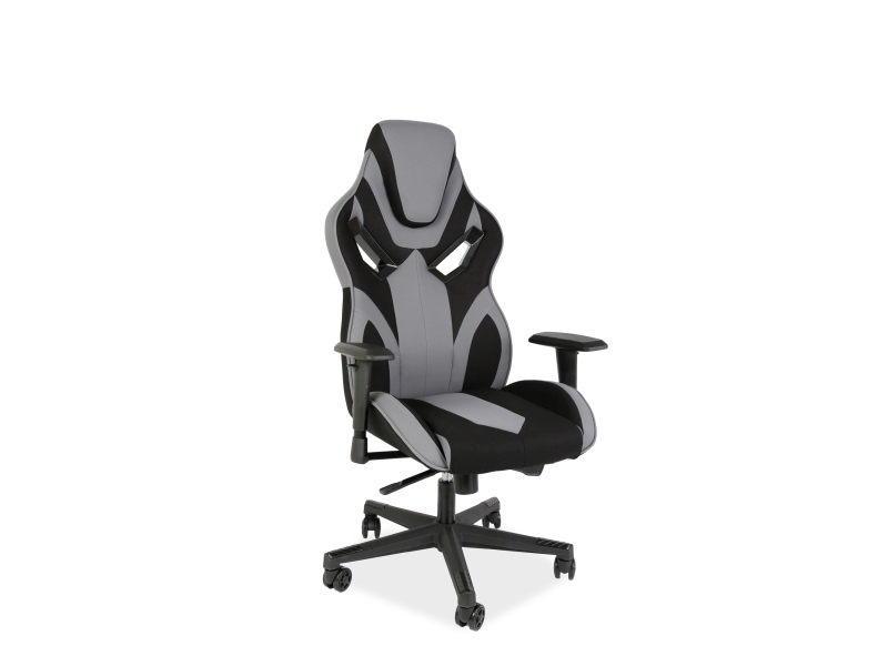 Scaun gaming tapitat cu stofa Chaz II Gri / Negru, l68xA50xH120-130 cm